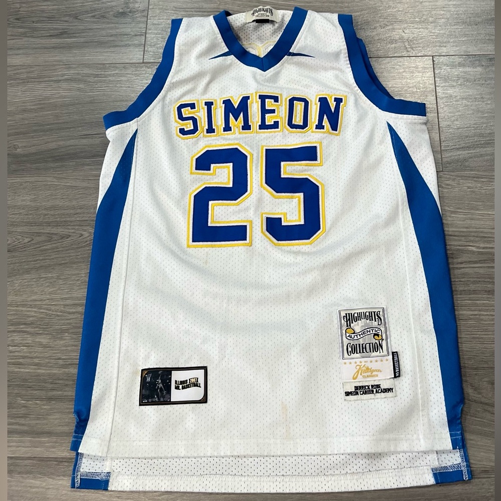 White and Blue Simeon Basketball Derick rose Jersey